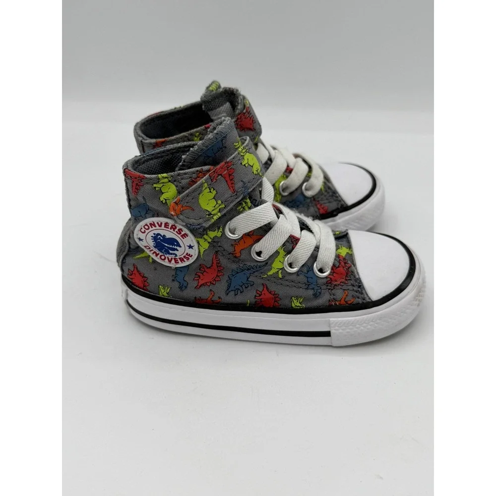 Converse Chuck Taylor Toddler's Dinoverse High-Top Grey Sneakers Size 5